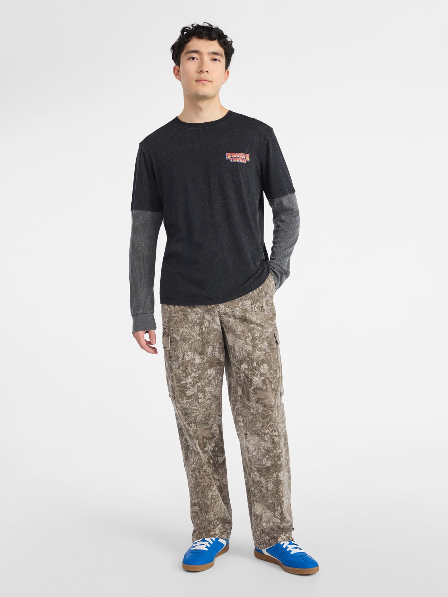 Netflix Stranger Things Hawkins Graphic T-Shirt with Long Sleeve Thermal Sleeves from No Boundaries, Men’s and Big Men’s