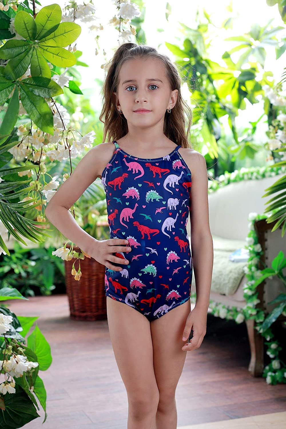 Gecter Girls Swimsuit 3-10 Years One Piece Bathing Suit Quick Dry Beach Swimwear