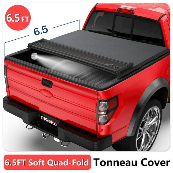 TOPRONE Soft Quad-Fold Tonneau Cover Fits 2004-2014 F150 & 2006-2014 Mark LT with 6.5' (78.8in) Truck Bed