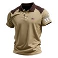 thumbnail image 2 of Men's Patriotic Tactical Polo Shirt with American Flag Sleeve Patch and Color Block Design Featuring Short Sleeve Turn-Down Collar Khaki S, 2 of 4