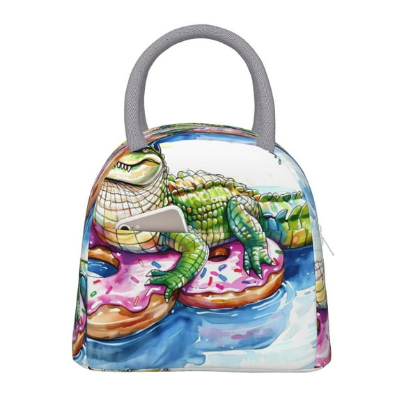 Disketp Alligator Donut Pool Float Bolsa Térmica para Almuerzo, Lonchera con Abertura Amplia y Gran Capacidad, Organizador Reutilizable para Mujeres, Hombres y Adultos