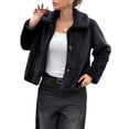 thumbnail image 2 of Cropped Faux Fur Jacket Long Sleeve Open Front Cardigan Casual Parka Short Coat, 2 of 8