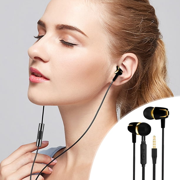 Ganfancp Electrónica Auriculares con Cable con Micrófono Aislante de Ruido En El Oído Auriculares Potentes Pesados de Alta Definición Auriculares Compatibles con La Mayoría de 3,5 Mm Artículos En Liq