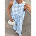 thumbnail image 2 of Womens 2 Piece Gingham Plaid Set Sleeveless Ruffle Tank Top Wide Leg Pants Summer Matching Lounge Outfits, 2 of 8