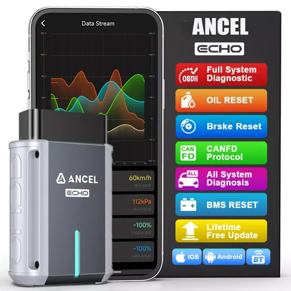 ANCEL Wireless Bluetooth OBD2 Scanner, All Systems Car Code Reader Automotive Bidirectional Scan Tool, Car Diagnostic Scanner for iOS Android, Oil Light Reset, Battery Registration, Live Data