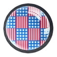 thumbnail image 1 of 4 Pcs Red Stripes Blue White Stars Knobs for Kitchen Cabinet Cupboard Dresser Bookcase Drawer Pulls Handles Round Home Decor, 1 of 8