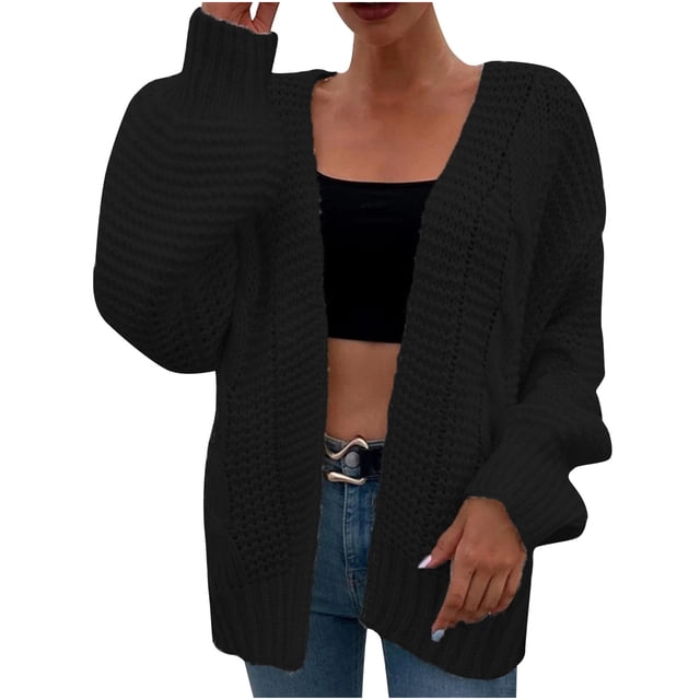 Cárdigan para mujer Cárdigan con frente abierto Suéteres Moda Camiseta de manga larga Suéter de otoño Blusa sólida Tops Odeerbi ODB-5