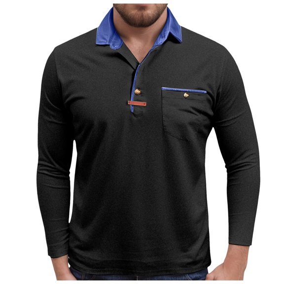 Akiihool Men's Polos Shirts Long Sleeve Mens Polo Shirts Long Sleeve Men's Polo Shirt Long Sleeve Golf Shirt (Black,M)