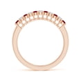 thumbnail image 2 of ANGARA Natural Ruby and Diamond Half Eternity Wedding Ring in 14K Rose Gold for Women (Size-2mm) | July Birthstone Jewelry for Her | Natural Ruby Rings, 2 of 9