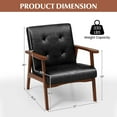 thumbnail image 3 of Costway Mid Century Accent Chair Tufted Reading Armchair Solid Rubber Wood Black, 3 of 9
