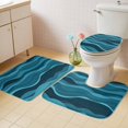 thumbnail image 4 of Ocean Waves Bathroom Rugs Set Watercolor Non Slip Absorbent Soft Bath Mats 3 Piece Set with Bathroom Rug, U-Shaped Floor Mat, Toilet Seat Cover Small Size, 4 of 9