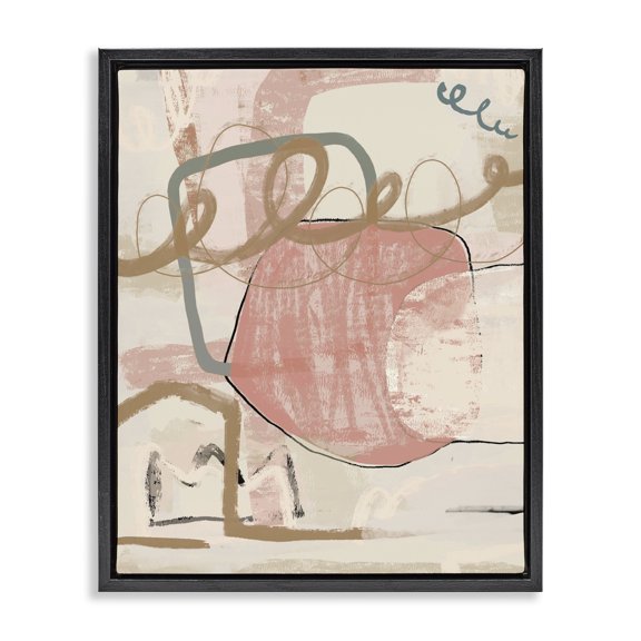 Stupell Industries Contemporary Pink Squiggle Abstraction Black Floating Frame Canvas Art, 17 x 21, by Leah Straatsma