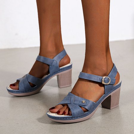

〖Yilirongyumm〗 Blue 41 Sandals Women Shoes Heels Sandals Women s Leisure Outdoor Breathable Casual Fashion High Women s Sandals
