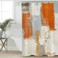 thumbnail image 4 of Shower Curtain Bathroom Set Orange Gradient Oil Painting Art Waterproof Fabric Shower Curtains with Grommets&Hooks Gray Color Block Privacy Bath Curtain for Bathtub 48x72in, 4 of 7
