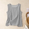 thumbnail image 6 of Women's Loose Fit Cotton Linen Striped Tank Top Sleeveless Round Neck Blouse Breathable Fabric for Spring Summer Layering and Date Nights, 6 of 7