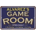 thumbnail image 1 of ALVAREZ'S Blue Game Room Sign Metal Wall Decor 8x12 208120002009, 1 of 1