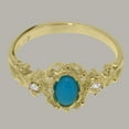 thumbnail image 6 of LBG British Made 14k Yellow Gold Natural Turquoise & Cubic Zirconia Womens Promise Ring - 33 size options - Size 10.75, 6 of 8