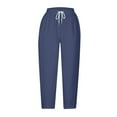thumbnail image 5 of Seductiva Soft Leggings for Women Pants for Women Casual 2025 Summer Drawstring Elastic High Waist Linen Pants Wide Leg Cropped Trousers Loose Casual Pants, 5 of 5