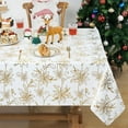 thumbnail image 3 of Christmas Tablecloth 60×84 Inch, Poinsettia Christmas Table Cloth for Winter, Gold Christmas Tablecloths, Christmas Decorative Table Cover for Table, Kitchen, Dining, Holiday, 3 of 5