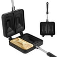 thumbnail image 1 of Press Sandwich Maker Double Sided Sandwich Grill Pan 2 Compartment Sandwich Pan Non-Stick Sandwich Toaster 12.6×5.5 inches, 1 of 8