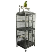 76" Large 2 in 1 Durable Wrought Iron Double Decker for Birds Parrots Rolling Cage with Play Top Perch Stand Conures Cockatiel Macaw Cockatoo