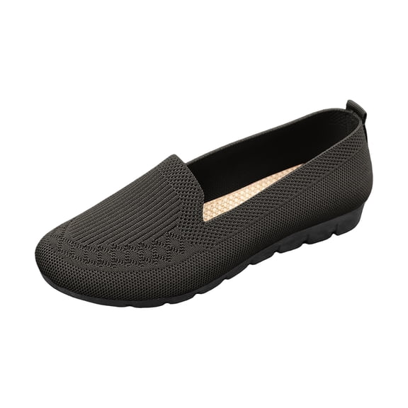 Yungyresw Womens Flats Knit Dress Shoes Solid Comfortable Dressy Shoes For Women Round Toe Daily Non Slip Casual Flats Shoes Black 36