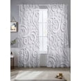 thumbnail image 2 of Floral Patterns Sheer Curtains 96 Inch Length 2 Panels Set, Silver White Flowers Leaves Aesthetic Voile Window Treatment Semi Sheer Long Curtains Drapes for Bedroom/Living Room/Kitchen 52"x96"x2, 2 of 7