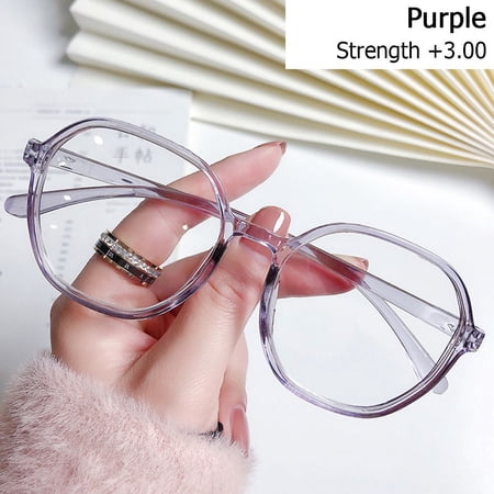 Women Men Far Sight Glasses Portable PC Frame Reading Glasses Anti-UV Blue Rays Glasses Presbyopic Eyewear Computer Goggles PURPLE STRENGTH +3.00