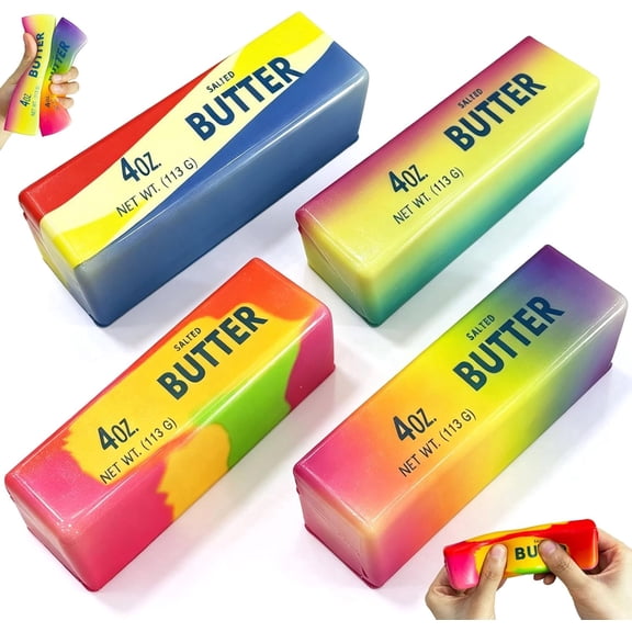 4Pcs Butter Squishy, Slow Rising Squishy, Slow Rebound Cute Butter Squeeze Stress Balls Stress Relief & Toys, for Stress Relief Anxiety Sensory Gifts