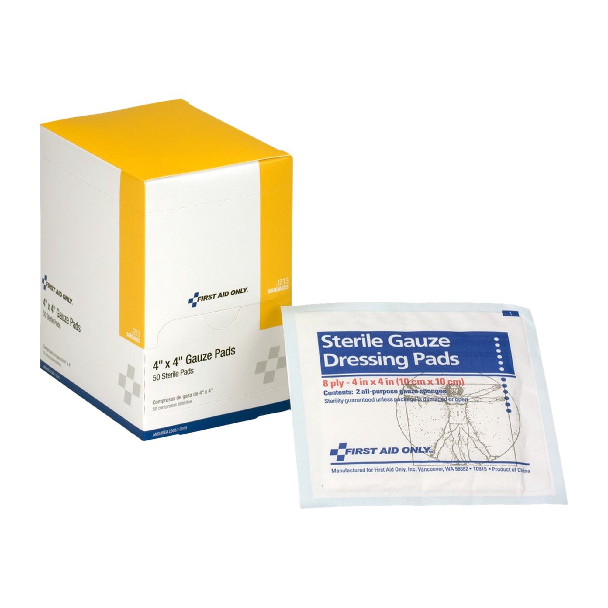 First Aid Only - Gauze pad - 3.94 in x 3.94 in - square - sterile (pack of 50)