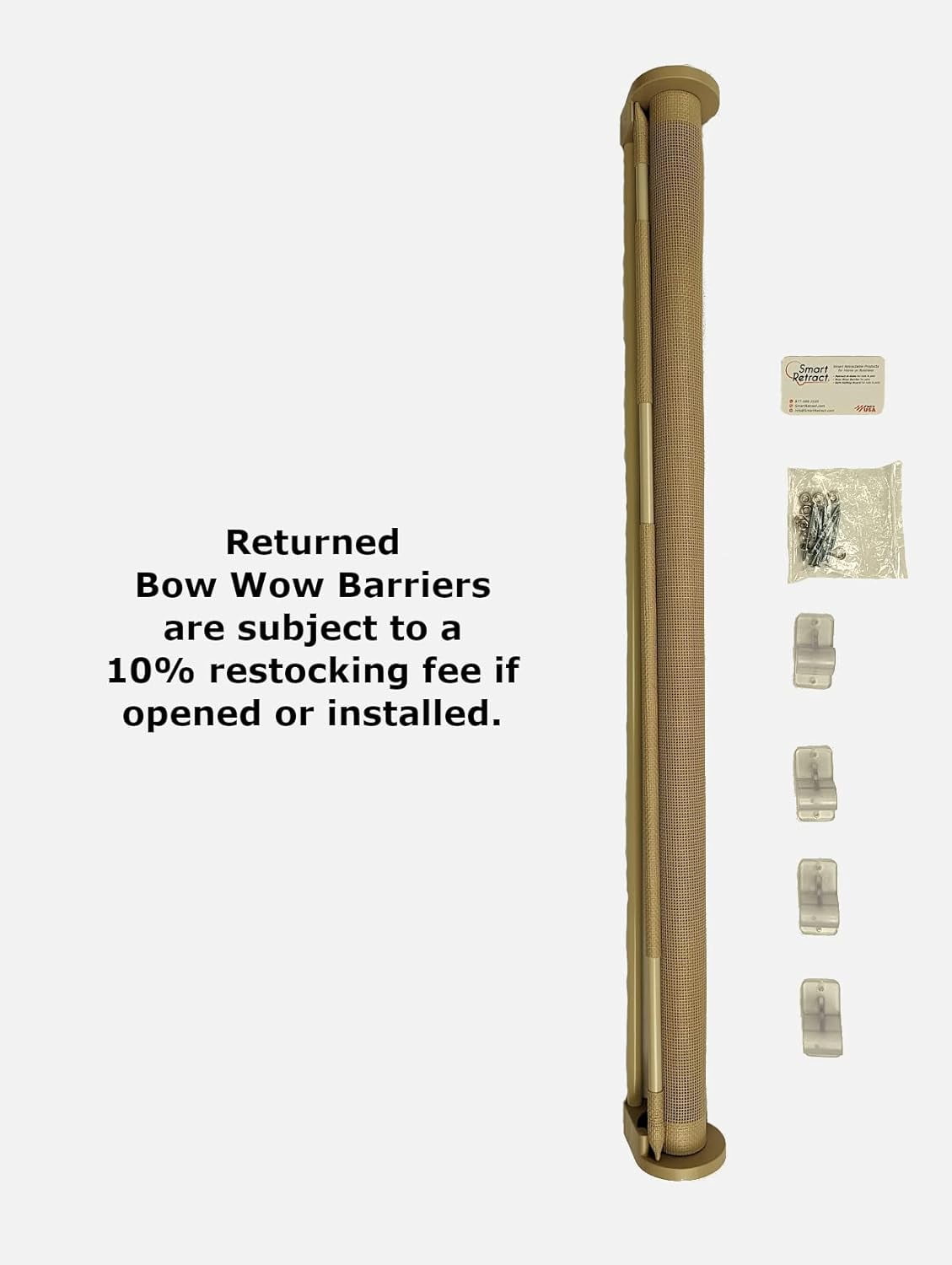 Bow  Barrier 28” Café by Smart Retract: Retractable Door Barrier for Pets