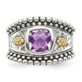 thumbnail image 5 of Shey Couture Sterling Silver with 14K Accent Antiqued Checkerboard-cut Cushion Bezel Amethyst Ring, 5 of 6