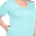 thumbnail image 5 of White Mark V-Neck Folded Sleeves Knee-Length Dress with Pockets, Women's Plus, 1X-3X, 5 of 6