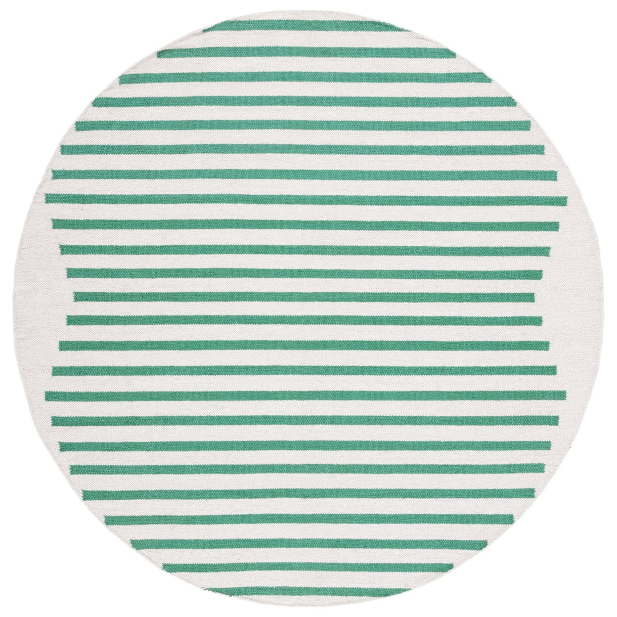 SAFAVIEH Montauk Amadine Striped Cotton Area Rug, Ivory/Dark Green, 5' x 8'