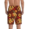 thumbnail image 4 of Lsque Red Plaid Sunflower Mens Sleep Pajama Shorts,Short Pajama Pants, Cotton Ultra-Soft Knit-Medium, 4 of 9