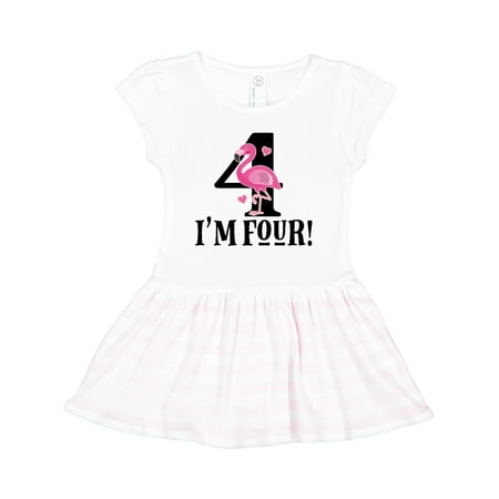 

Inktastic 4th Birthday Flamingo Gift Toddler Girl Dress
