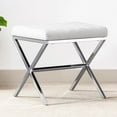 thumbnail image 1 of ZYKFF Vanity Stool,Modern PU Leather Ottoman Stool Chair for Vanity,Vanity Bench with Metal X Legs, Rectangle Makeup Stool Padded Foot Rest Stool for Makeup Room, Living Room, Bathroom,White, 1 of 7