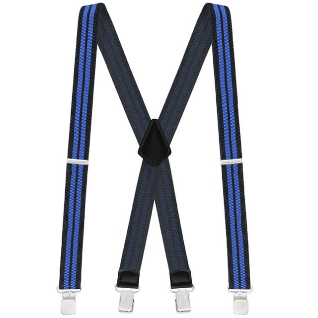 Buyless Fashion Textured Suspenders for Men - 48" Adjustable Straps 1 1/4" - X Back with Metal Clips