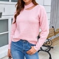 thumbnail image 2 of Smupbvky Mock Neck Sweater for Women Front Cuts Drop Shoulder Pullover Trendy Winter Cute Cuffed Long Sleeve Tops (XL, Pink), 2 of 8