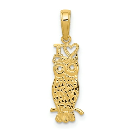 Owl Pendant 14kt Gold Jewelry (14kt Yellow Gold I Heart Owl Pendant Charm Necklace Talking Bird Fine Jewelry Ideal Gifts For Women Gift Set From)