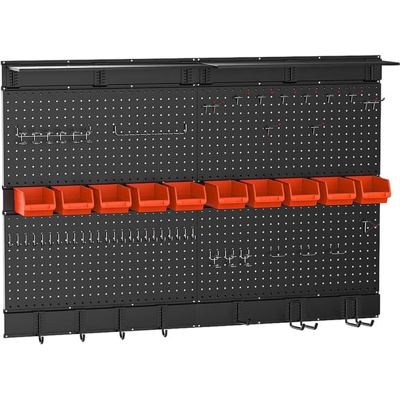 Black Pegboard Wall Organizer, 48X 36 inch for Garage Storage with Hooks, Storage Bins, Tool Panel Organizer, 72pcs