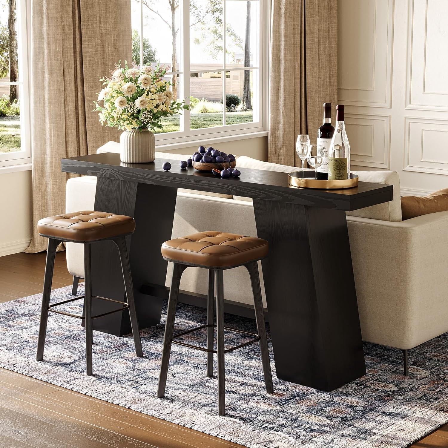 Finmind 70.8-Inch Long Black Console Table for Entryway, Narrow Modern Sofa Table for Entry, Hallway, Behind Couch, Living Room, Foyer, Entrance, Front Door