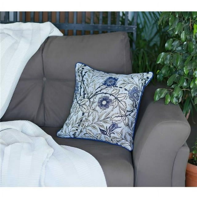 Housse de Coussin Décorative Jacquard Bleu 17"x 17 Pouces