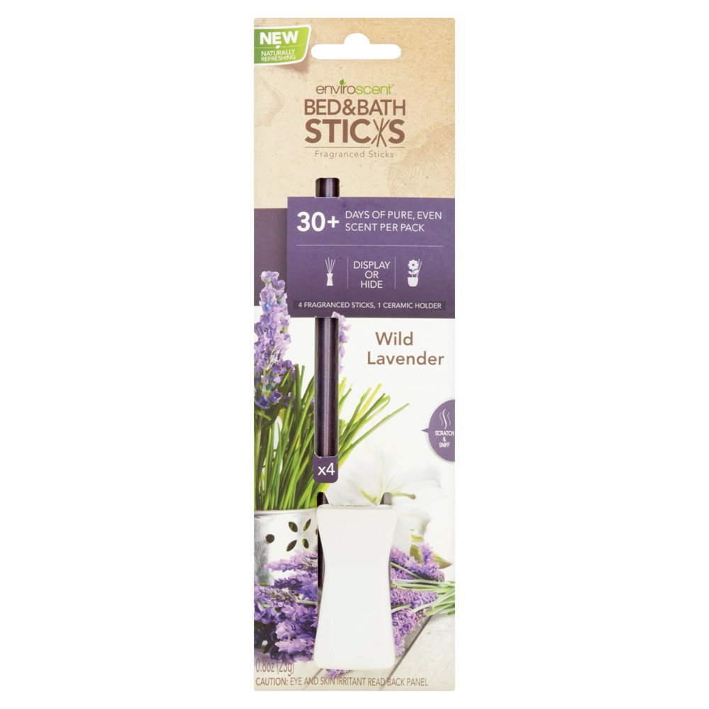 Enviroscent Bed & Bath Sticks Wild Lavender Fragranced Sticks, 0.8 oz, 4 count
