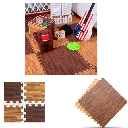 32 Sq Ft Dark Wood Interlocking Floor Mats Eva Foam Premium Gym