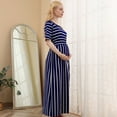 thumbnail image 6 of UFOUND Maternity Simplicity Striped Round Neck Convenient Nursings Mid Sleeve Breastfeeding Women's Dresses, 6 of 9