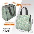 thumbnail image 3 of Daisy Pioneer Flower Green Pattern Insulated Lunch Bag for Women Men, Large Portable Soft Cooler Tote, Thermal Food Storage Bag with Pearl Cotton, 8.66L, 8.75"x5.75"x9.5", 3 of 6
