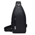 thumbnail image 3 of Bolso de hombro de color sólido para hombre, bolso de pecho con USB, bolso de mensajero deportivo para ocio, bolso de viaje para exteriores, bolso para hombre, 3 of 6