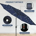 thumbnail image 4 of 9' Solar Umbrella 32 LED Lighted Patio Umbrella Table Market Umbrella with Push Button Tilt and Crank Outdoor Umbrella for Garden, Deck, Backyard and Pool, Dark Blue, 4 of 8