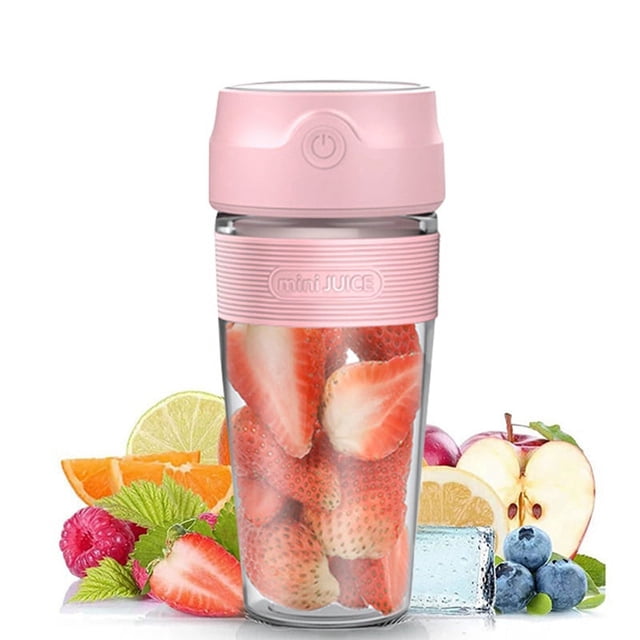 Licuadoras recargables por USB Exprimidores de frutas Exprimidores portátiles Vaso Mini Licuadoras eléctricas portátiles rápidas Batidora de hielo Rosa